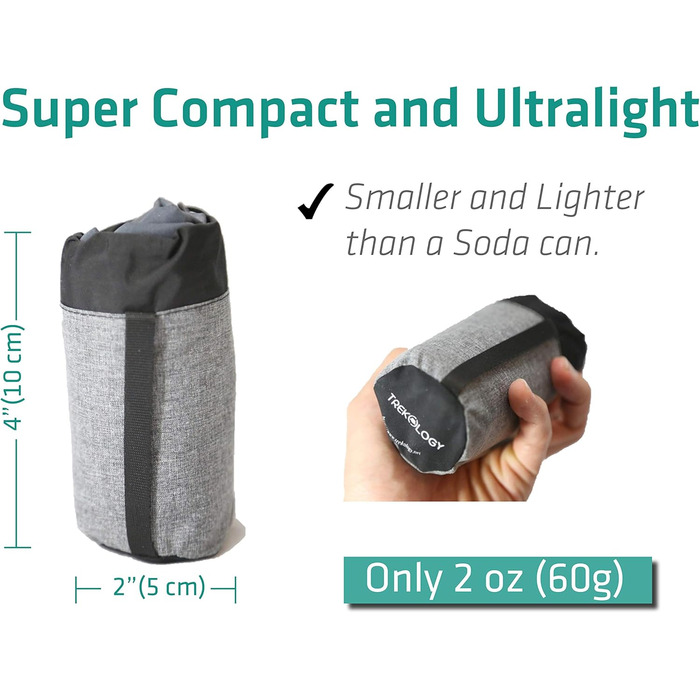 Подушка для подорожей TREKOLOGY надувна, блакитна: для шиї та голови в літаку та під час подорожей