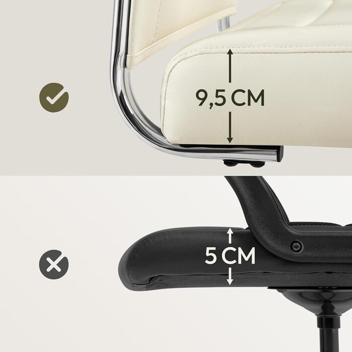 Офісний крісло Yaheetech з ергономічною спинкою та підлокітниками, для офісу та дому, до 136 кг, білий (бежевий)