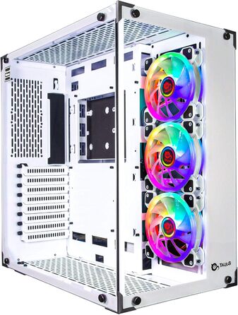 Ігровий корпус Talius Cronos Frost ATX з гартованим склом, ARGB вентиляторами Iris, білий колір