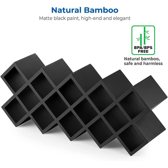 Бамбукова підставка для спецій Ecooe з 18 банками для спецій і етикетками чорна