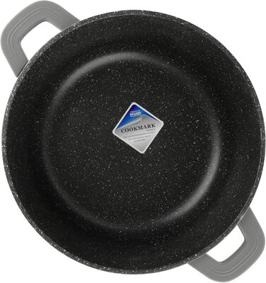 Каструля з антипригарним покриттям 10 літрів, діаметр 28 см, з кришкою, з алюмінієвого лиття, для всіх типів плит (в т.ч. індукційних), сіра. Ідеально для супу, тушкування та приготування великих порцій.