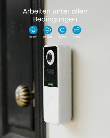 Відеодзвінок ieGeek з камерою 180° Fisheye, 2K 3MP, Wi-Fi, AI-розпізнавання руху, IP65, нічне бачення, Alexa, 2.4GHz