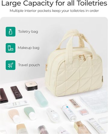 Сумка для косметики BAGSMART для жінок, велика дорожня косметичка, об'ємна косметична сумка, сумка для макіяжу та косметики з ручкою, чорна