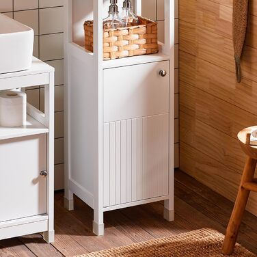 Шафка для ванної кімнати SoBuy BZR186-W, 30x30x89 см, білий колір, з регульованими полицями, вузька, для маленьких ванних кімнат