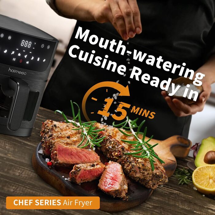 Фритюрниця повітряна 8-в-1 з вікном, без олії, 2.5л, 30-200°C, 78 рецептів, антипригарне покриття, 60db