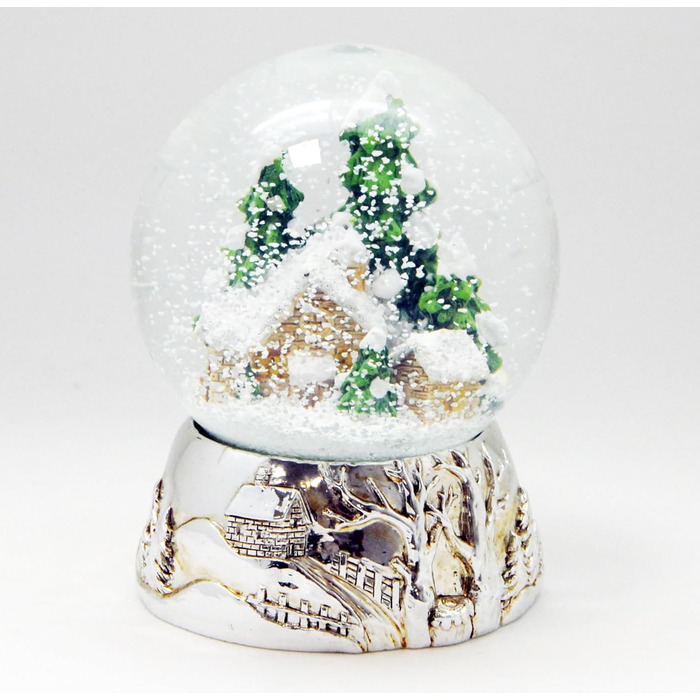 Хатина Snow Globe Чарівна гірська хатина на п'єдесталі Срібна музична шкатулка Різдво - 100мм*20163