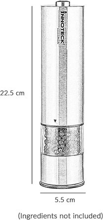Набір електричних подрібнювачів солі та перцю Innoteck Essentials - живлення від батарейок, легкий, регульована крупність
