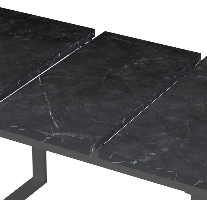 Розсувний обідній стіл B&D Home Anna | 120-160 x 80 см, на 4-6 осіб | стіл для кухні/їдальні з дерев'яними ніжками, чорний | скандинавський/індустріальний дизайн, Texas-Eiche (дуб Техас), 11202-US-EITE (чорний мармур/чорний)