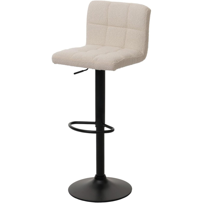 Набір з 2 барних стільців Mendler HWC-G87, регульована висота, поворотний, Boucle (450г/м²), кремово-бежевий, FSC®