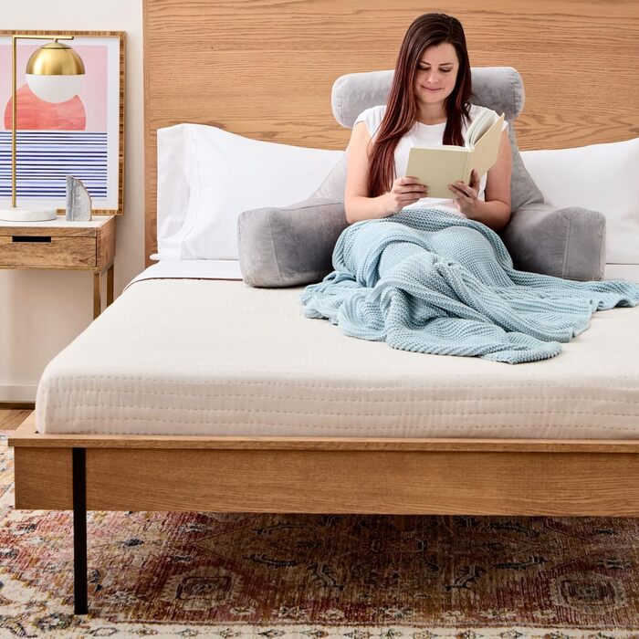 Подушка для спини Linenspa з підтримкою шиї - велика, з піною з пам'яті, для відпочинку та читання, з м'яким велюровим чохлом, сірого кольору