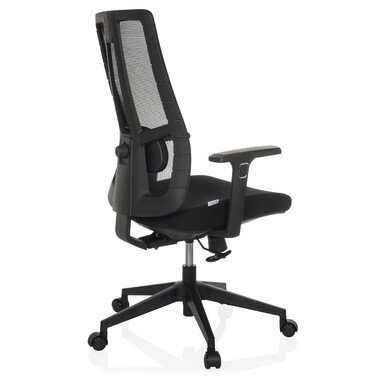 Офісне крісло / Крісло з поворотним механізмом TRAMORE BASE з тканиною для сидіння / сіткою для спинки, чорного кольору, hjh OFFICE