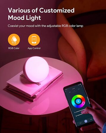 Hifree LED лампа настільна розумна, торшери з сенсорним керуванням, диммування, сумісна з Alexa та Google Assistant, Wi-Fi, нічник, настрій, безпечна для дітей