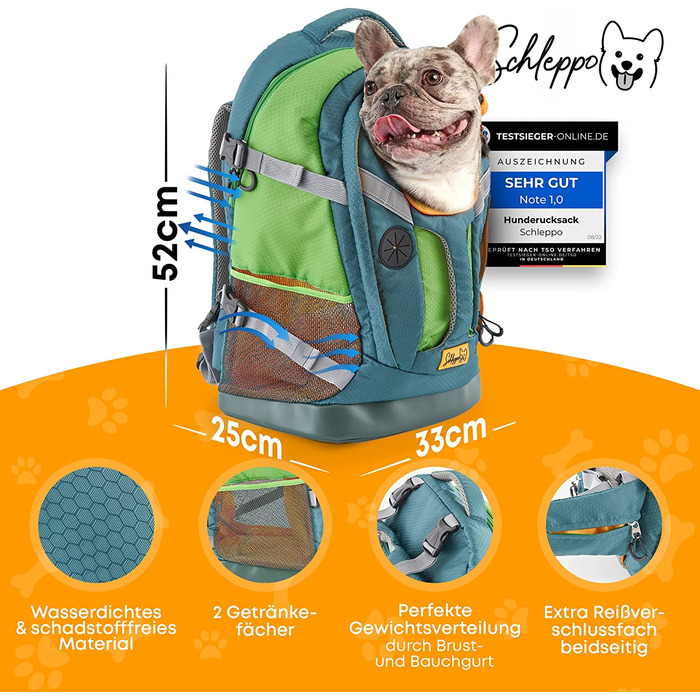 Рюкзак для собак вагою до 9 кг / рюкзак для собак / надвисокий дихаючий рюкзак для собак для піших прогулянок, громадського транспорту і т. д. / транспортний рюкзак водонепроникний (зелений)
