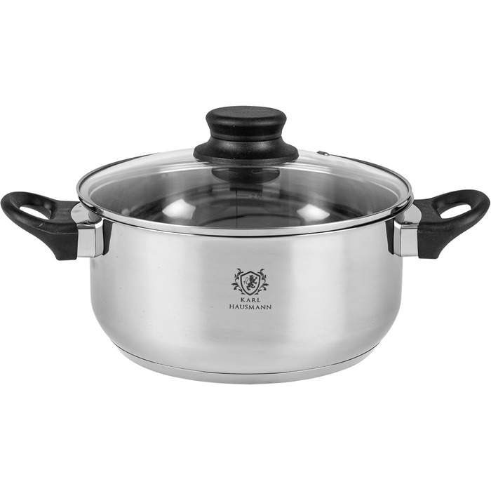 Набір каструль з нержавіючої сталі Induktion 3-х частинний - для всіх типів плит - з кришкою з термостійкого скла - з мірною шкалою