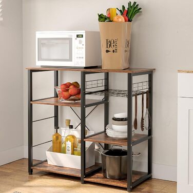 Стелаж для кухні та випічки Soges: місткий, чорний, з 3 полицями (ретро)