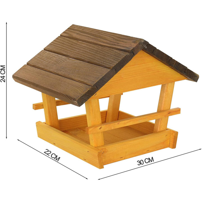 Шпаківня, годівниця, годівниця для птахів, дерев'яний захищений від атмосферних впливів Шпаківня, годівниця для диких птахів годівниця для птахів в саду, балкон (жовтий)