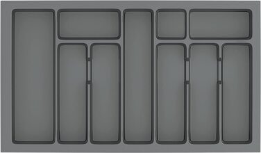 Вставка для столових приладів sossai Divio для висувних ящиків 30 см / ширина 23 см x Глибина 43 см обрізна / з 4 відділеннями / Колір антрацит / Система розташування ящиків для столових приладів (73 x 43 см-10 відділень)