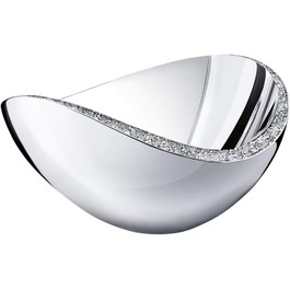 Декоративна чаша з металу з кристалами сріблястого кольору, розміри 9,3 см х 17 см х 14,5 см, 5293119