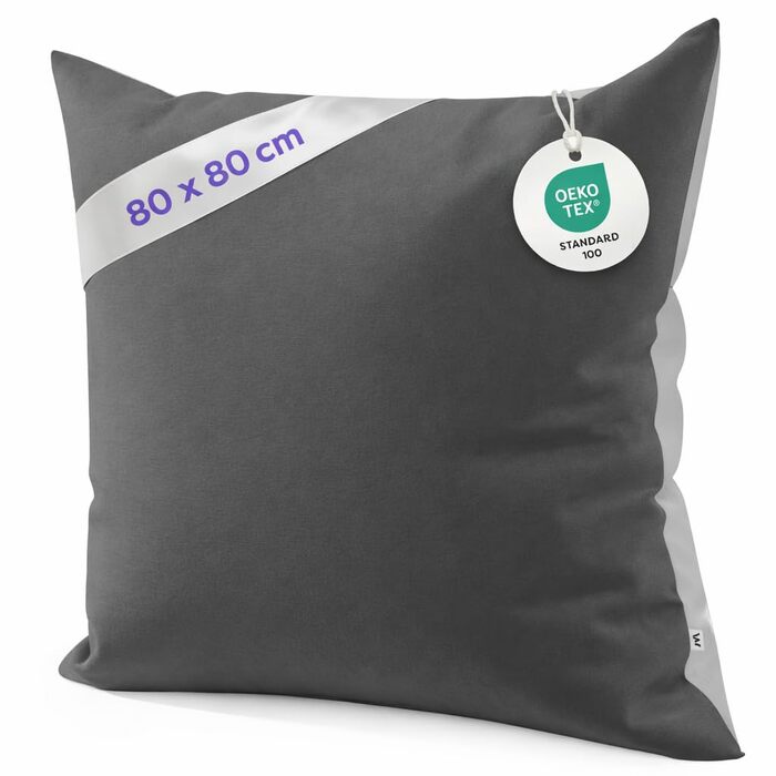 Комплект постільної білизни Wolkenfeld 135x200 см - сірий (світло-сірий/темно-сірий), м'який, не потребує прасування, сертифікат ÖKO-TEX, мікрофібра (1x 135x200 + 1x 80x80)