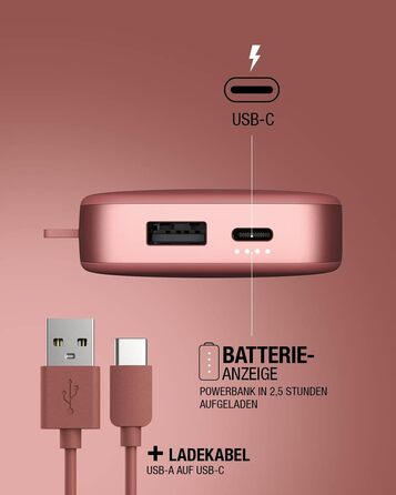 Пауербанк 12000 мАг USB-C швидка зарядка - Deep Mauve