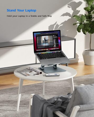 Підставка для ноутбука NULAXY, регульована висота, з вентиляцією, для MacBook, Dell, Samsung, Acer, Huawei - чорна (B-Gray)
