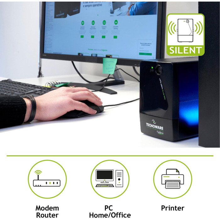 Tecnoware Mini UPS ERA Plus DC: ДБЖ для WiFi/Відеоспостереження, Powerbank 5200mAh, захист від стрибків напруги та відключень до 240 хв (PC/MODEM/VIDEO)