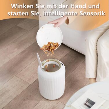 Автоматичний сміттєвий бак з сенсором 12L - Білий сміттєвий бак з датчиком для кухні, ванної кімнати, офісу та туалету. Безшумний, волого- та герметичний, з ніжками.