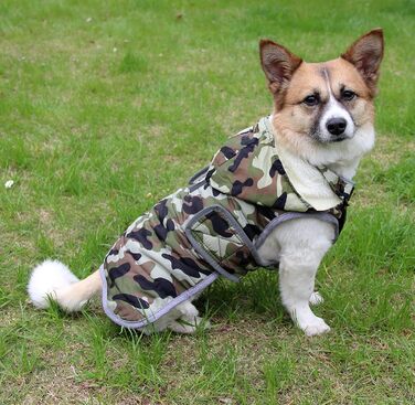 Толстовка з флісу для собак JoyDaog для маленьких собак, тепла куртка для цуценят на холодну зиму, водонепроникні пальто для собак з капюшоном, зелений камуфляж XS XS зелений камуфляж