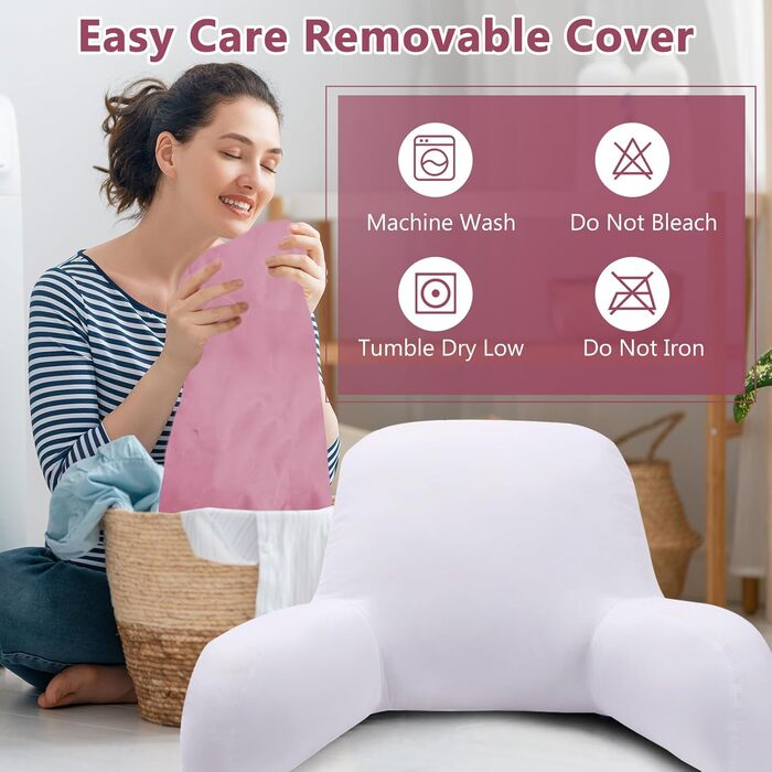 Лежак-подушка для читання, м'який лежак з підлокітниками для дорослих та дітей, рожевий