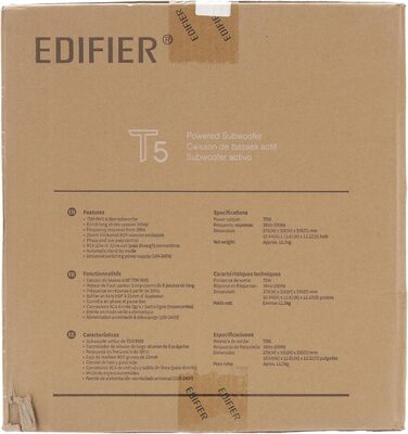 Активний сабвуфер EDIFIER T5 з фільтром низьких частот, басовий динамік 20,3 см, 70 Вт