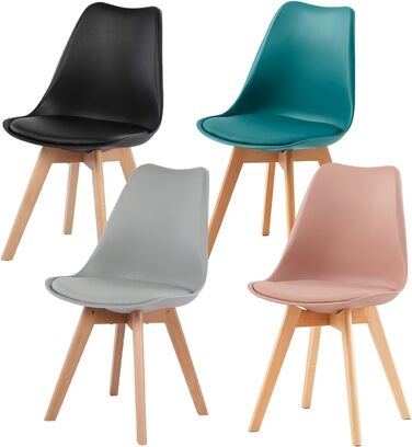 Елегантні стільці для обідньої зони EGGREE: дизайн в скандинавському стилі, набір 4 шт., кольори: чорний, рожевий, сірий, бірюзовий