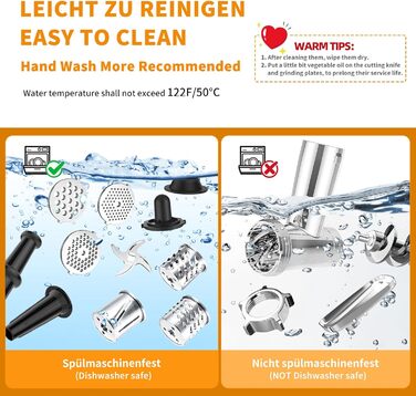 Електрична м'ясоподрібнювач Fleischwolf, мультифункціональна модель з трьома насадками для нарізки, з насадкою для ковбас та для випікання, 3 сталеві диски, чорний