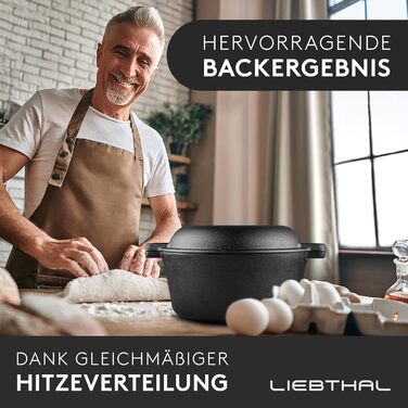 Чавунний горщик для випікання хліба Gusseisen - міцний горщик з антипригарною силіконовою вставкою, 4.6 л, з кришкою. Підходить для випікання, тушкування та смаження