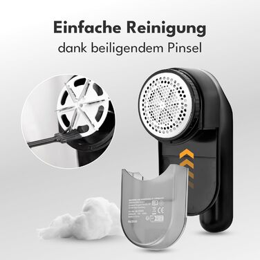 Електричний видалення ворсу LEBENLANG 2000mAh з LED-дисплеєм та пензлем для чищення - до 2 годин роботи, чорний