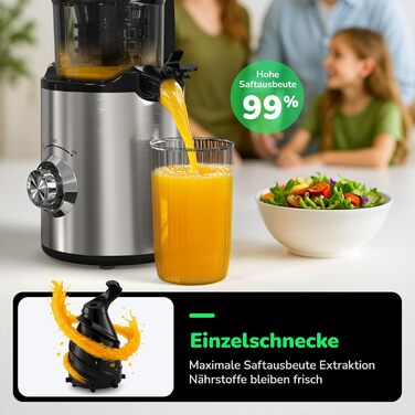 Електричний соковитискач Slow Juicer: для овочів та фруктів, 148 мм, 2 л, легкий у чищенні, з 2 чашками