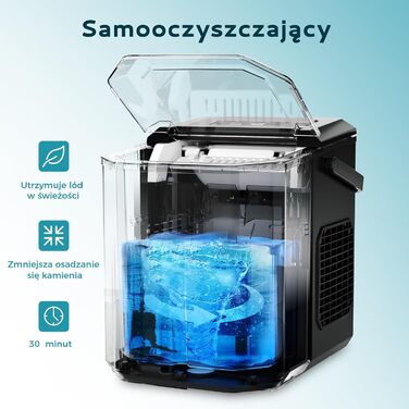 Машина для приготування льоду EUHOMY, 9 кубиків за 6 хвилин, з нержавіючої сталі, 2 розміри кубиків, 12 кг/день, для дому/кухні/офісу/кемпінгу, чорна
