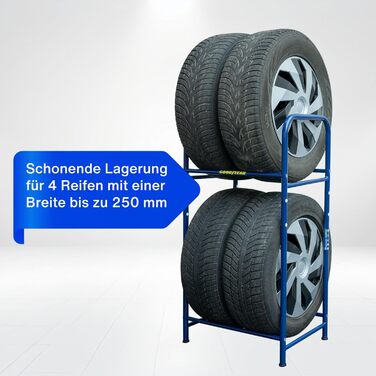 Стеляж для шин Goodyear на 4 шини, блакитний, 2 рівні, регульована висота, до 120 кг