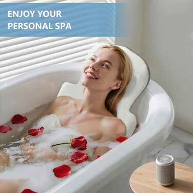 Подушка для ванни повного розміру, товста подушка для ванни з мішком для білизни, розкішна подушка для ванни для підтримки голови, шиї та плечей, для релаксації та спа (білий, 129,5 x 40,6 см)