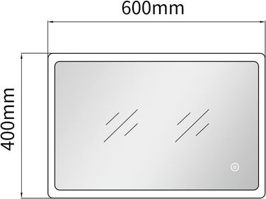 Дзеркало для ванної кімнати BD-Baode з LED-підсвічуванням 40x60 см, сенсорне керування, 3 режими освітлення, прямокутна форма