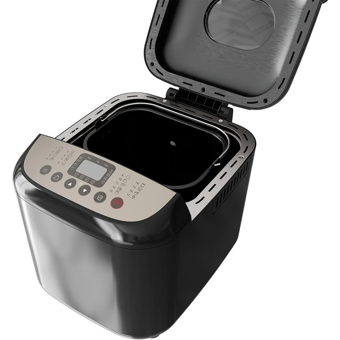 Хлібопечка BLACK+DECKER BXBM600E з 17 програмами для хліба, йогурту, випічки та джему | Потужність 600W | Регулювання ваги випічки до 1 кг | 15 годин програмування | Знімний контейнер для випічки