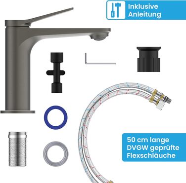 Змішувач для умивальника Bächlein Aldeya чорний матовий, з монтажним комплектом, для накладних умивальників