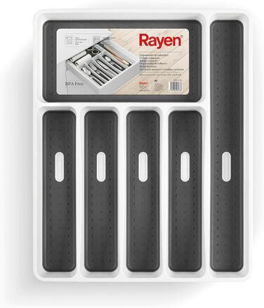 Органайзер для столових приборів Rayen 6 відділень нековзні ніжки білий 40x32.5x5 см