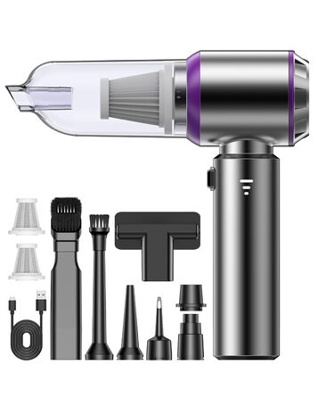 Акумуляторний ручний пилосос KITBEZN для авто та дому, безщітковий двигун, 26000Па, 3 режими потужності, бездротовий, фіолетовий