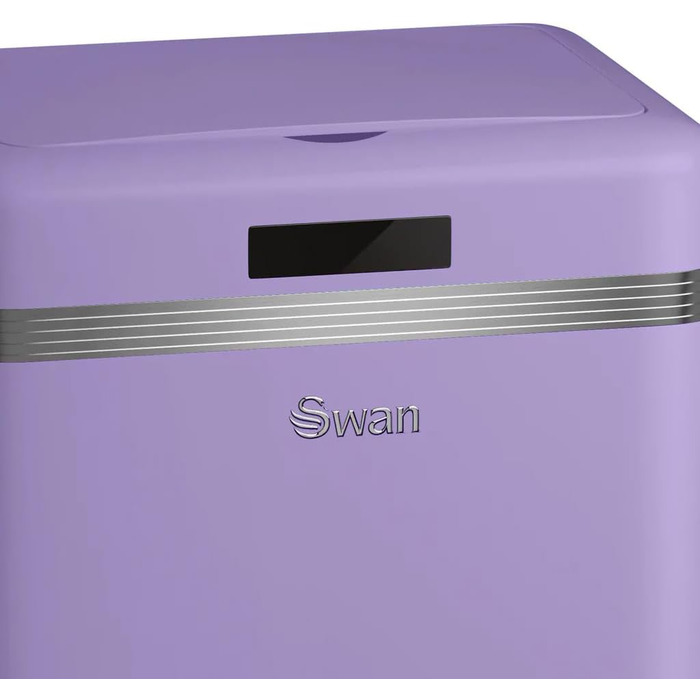 Відро для сміття Swan Retro з датчиком руху, 45 л, метал, фіолетовий (інтелектуальний контейнер для переробки відходів, великий об'єм, вінтажний дизайн)