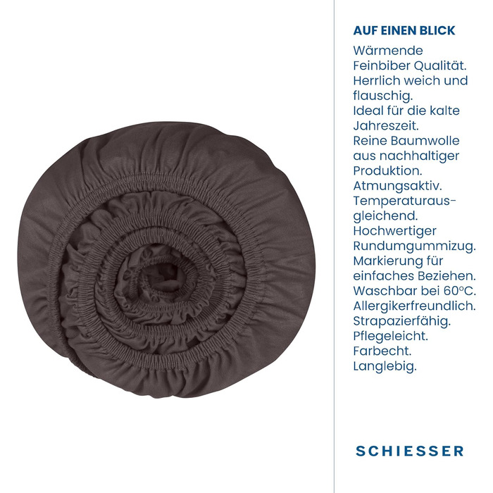 Простирадло Schiesser Feinbiber приталене Finni з утеплювальної бавовни, колір розмір (90 х 200 см, антрацит)
