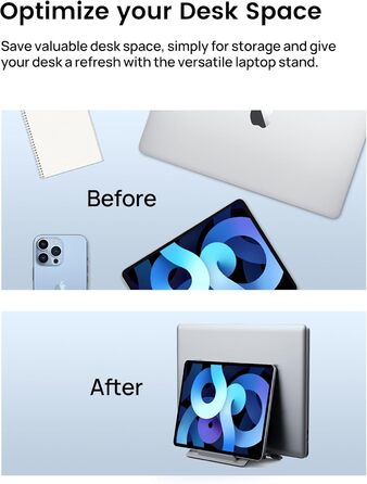 Підставка для ноутбука SODI вертикальна, автоматична, з алюмінію, для MacBook Pro/Air, ноутбуків, планшетів, телефонів (срібна)