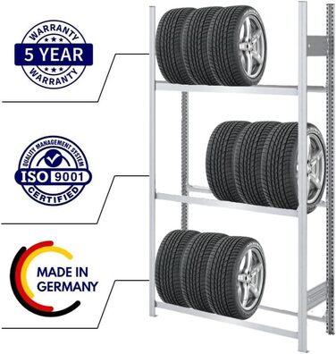 Стійка для шин PROREGAL PROEGAL - 200x106x43 см, 3 яруси, 150 кг навантаження, оцинкована, для гаража