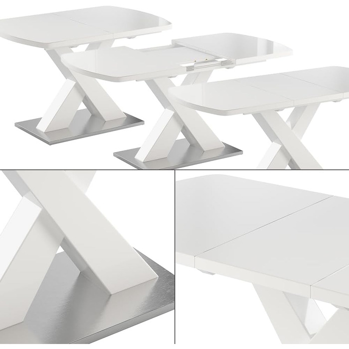 Розсувний обідній стіл Vicco Chinto, 120-160 x 80 см, чорний/білий