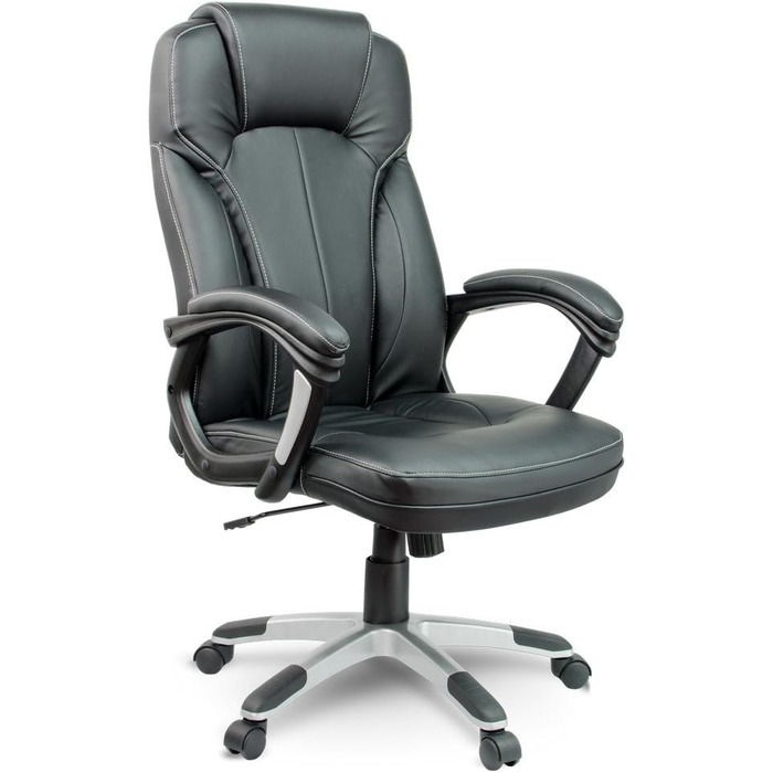 Офісне крісло Sofotel: регульована висота, Tilt механізм, підлокітники, підголовник, чорний колір, штучна шкіра