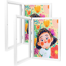 Рамки для картин HOVIN для дитячих малюнків A4 2 шт. и Дитячі художні рамки для картин Білі рамки для зберігання картин Дитячі малюнки білі 2